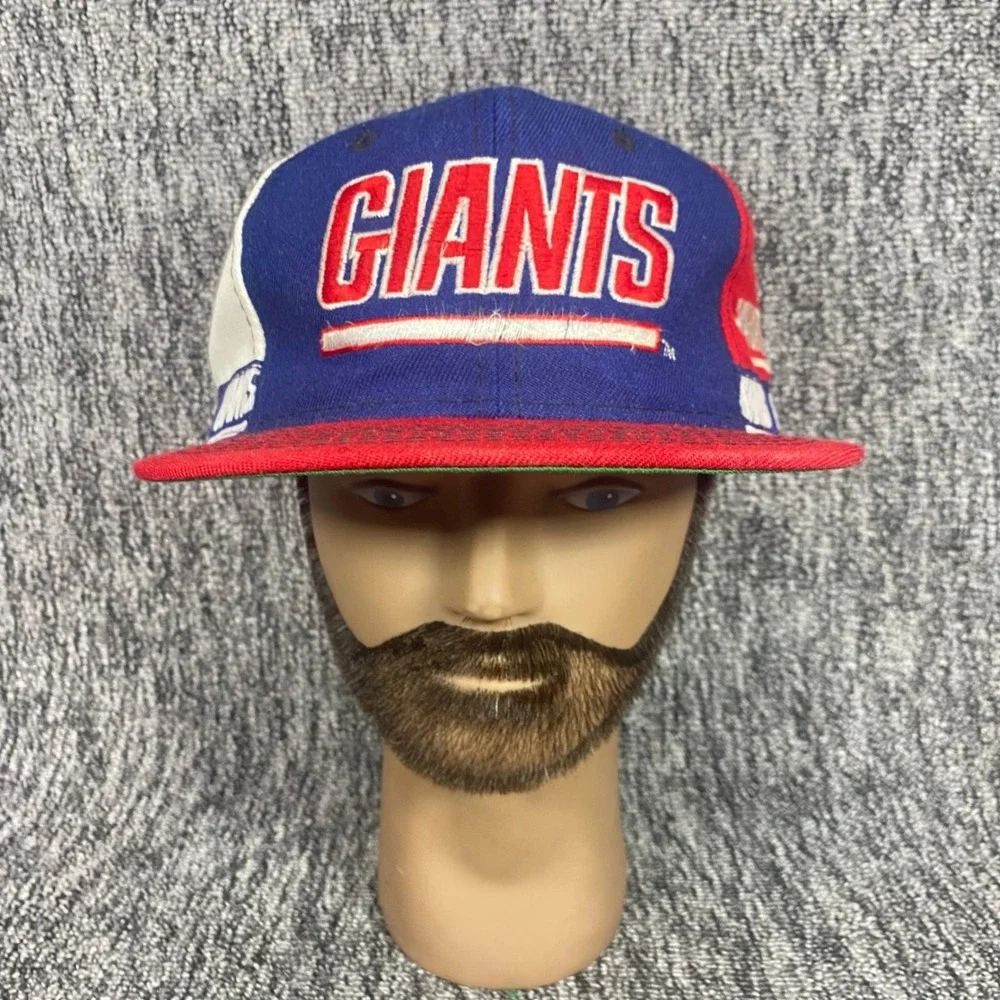 Vintage 90s New York Giants Pro Player Tape Logo Snapback Hat Cap Colorblock NFL